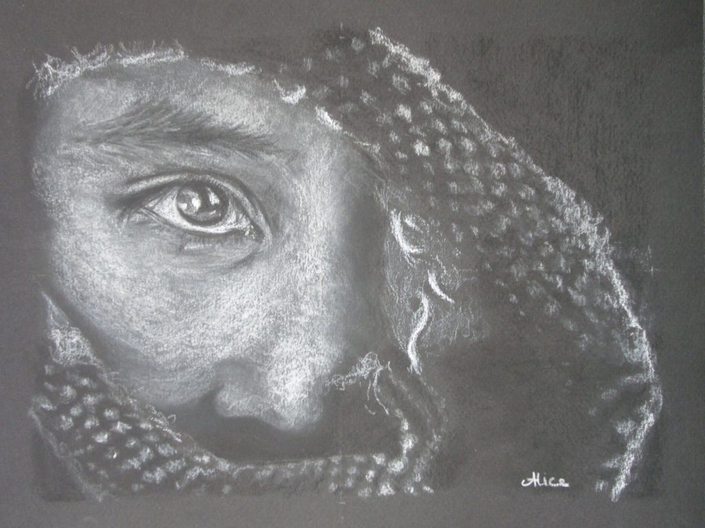 Hidden Face, dessin aux pastels secs