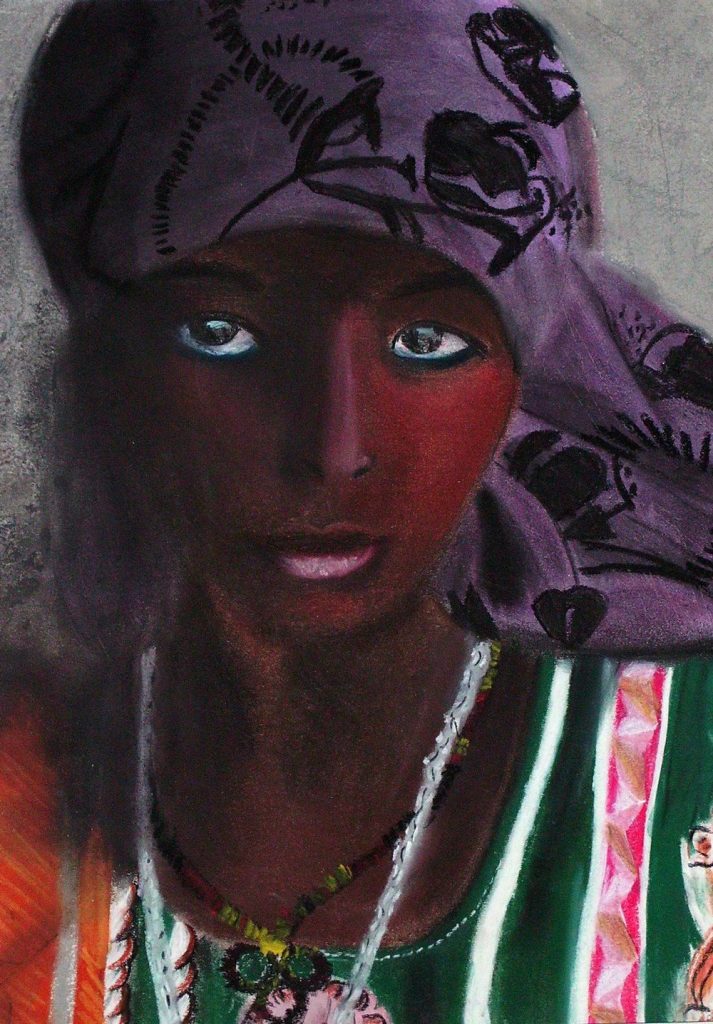 portrait femme aux pastels sec par Alice Gerfault