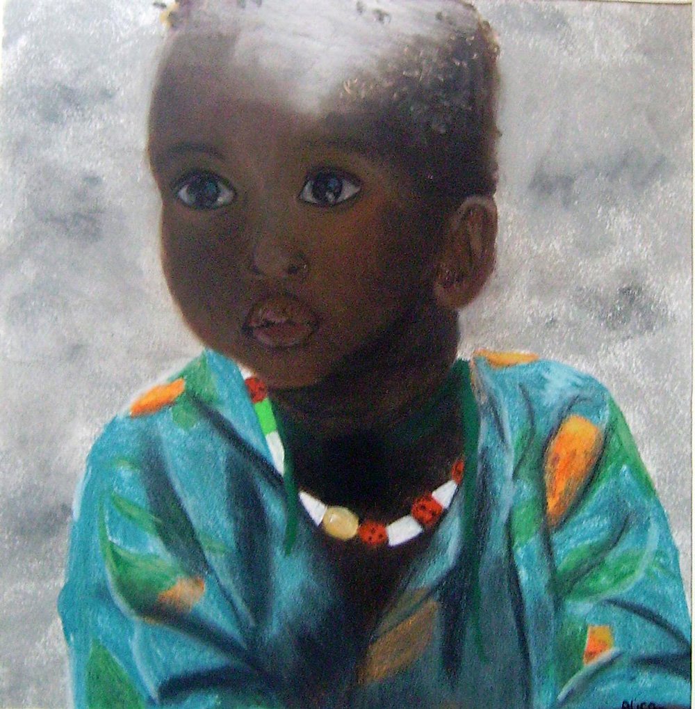 Fils d'Afrique, dessin aux pastels secs, par Alice Gerfault