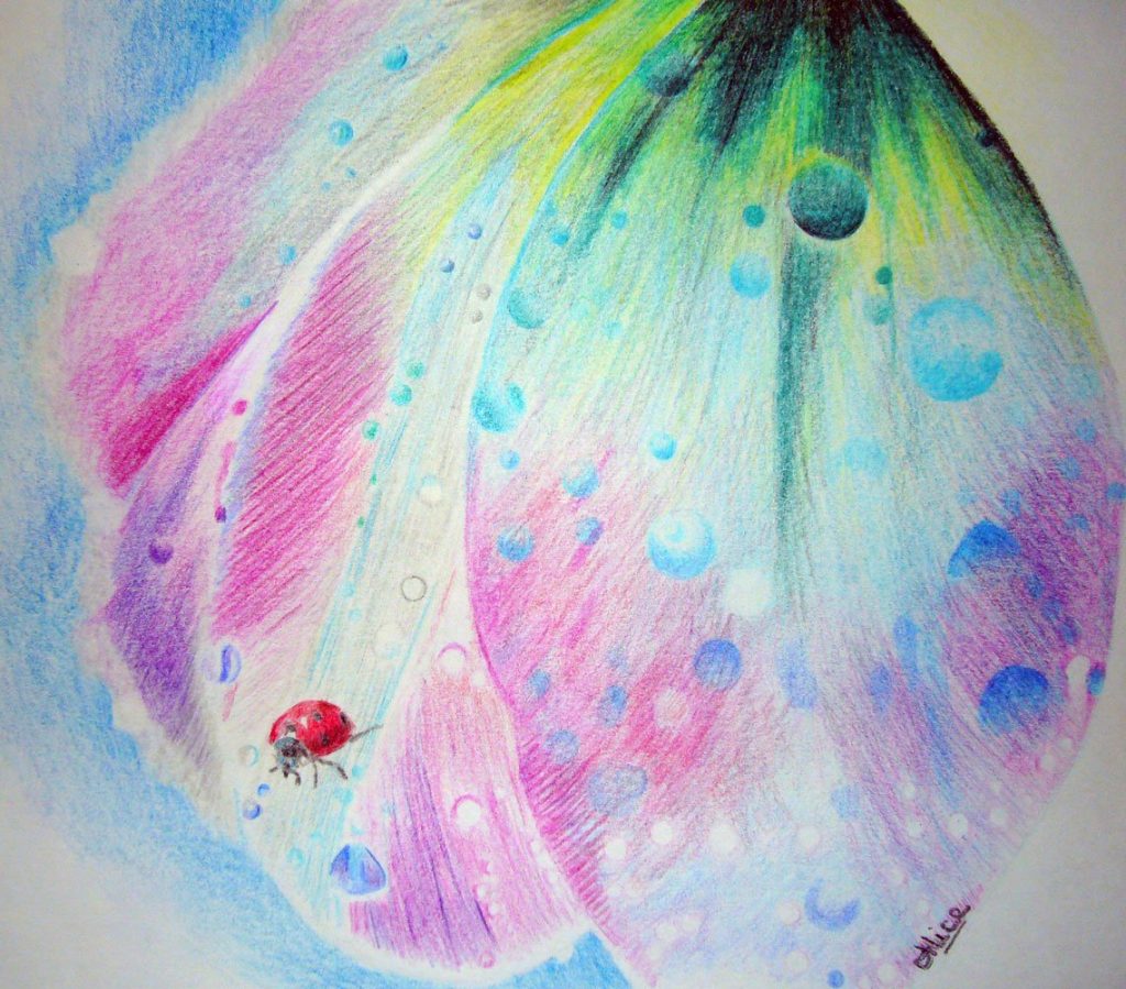 Après la pluie aux crayons de couleur par Alice Gerfault